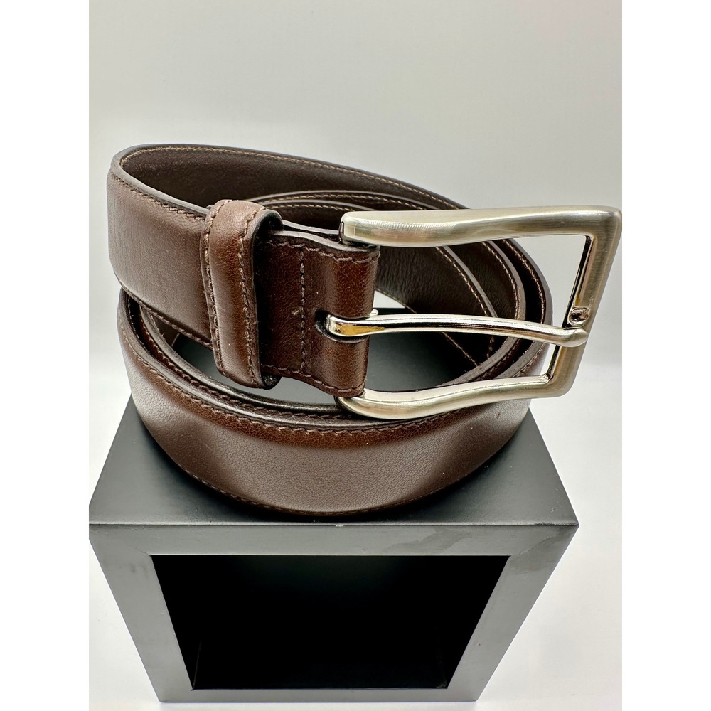 Handcrafted in the USA Leather Belt Mens Size 36 Brown Solid Brass Buckle